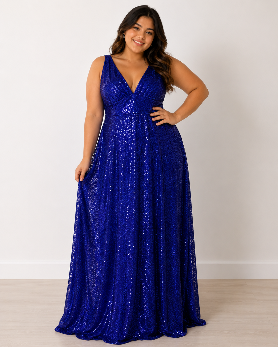 Royal Blue Sequin V-Neck — Royal Blue dress, size 12