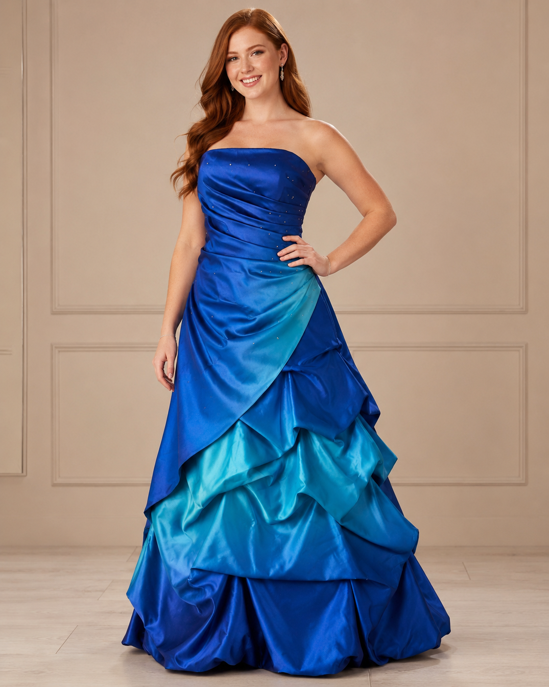 Blue & Teal Jeweled Ballgown — Blue / Teal dress, size 10