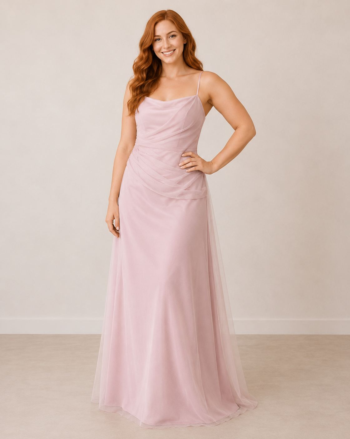Blush Chiffon Cowl Neck — Blush dress, size 10