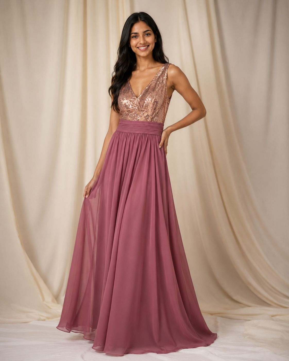 Mauve & Rose Gold Sequin — Mauve / Rose Gold dress, size Small