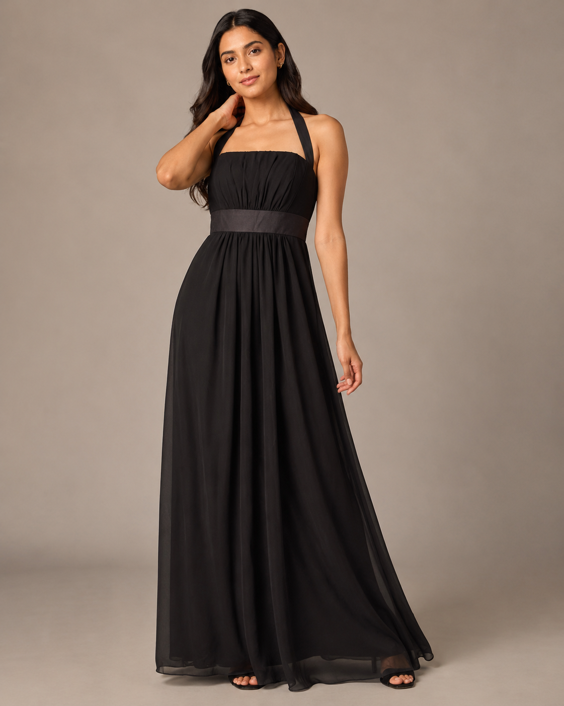 Black Halter Chiffon — Black dress, size 6