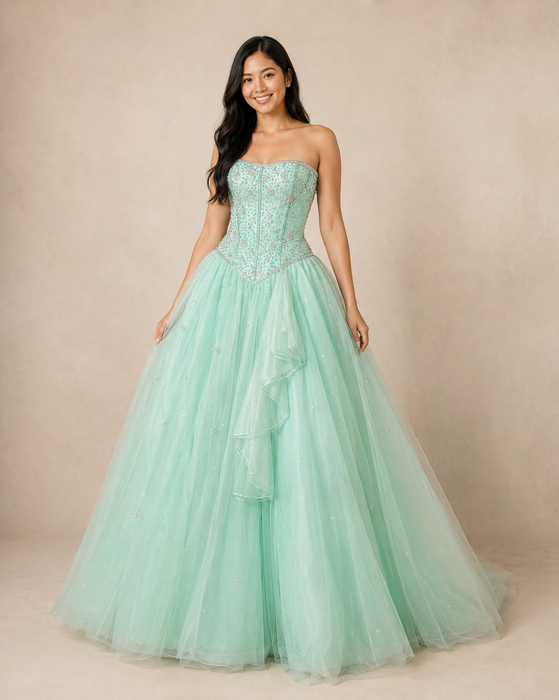 Mint Jeweled Ballgown — Mint dress, size 8