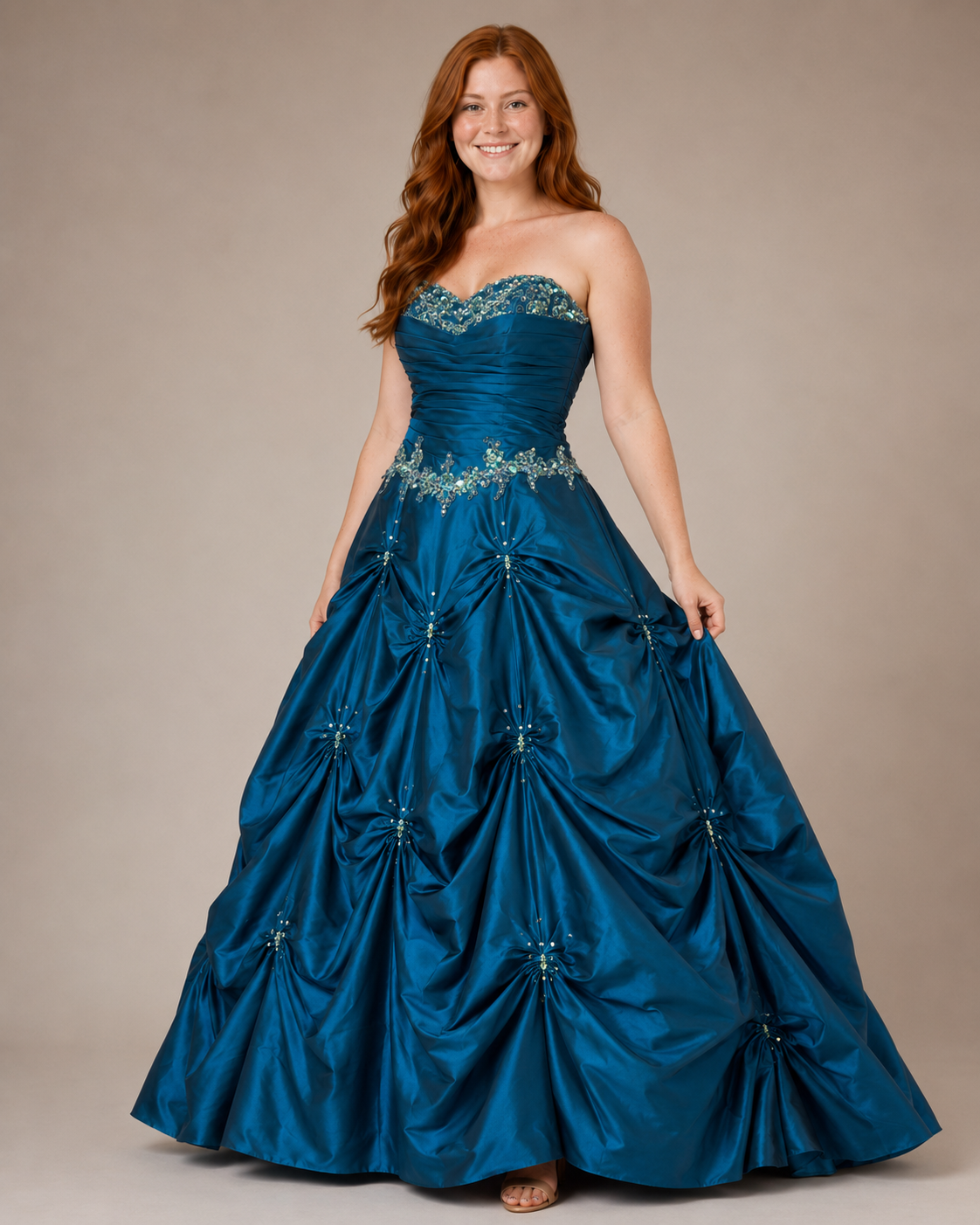Teal Jeweled Ballgown — Teal dress, size 10